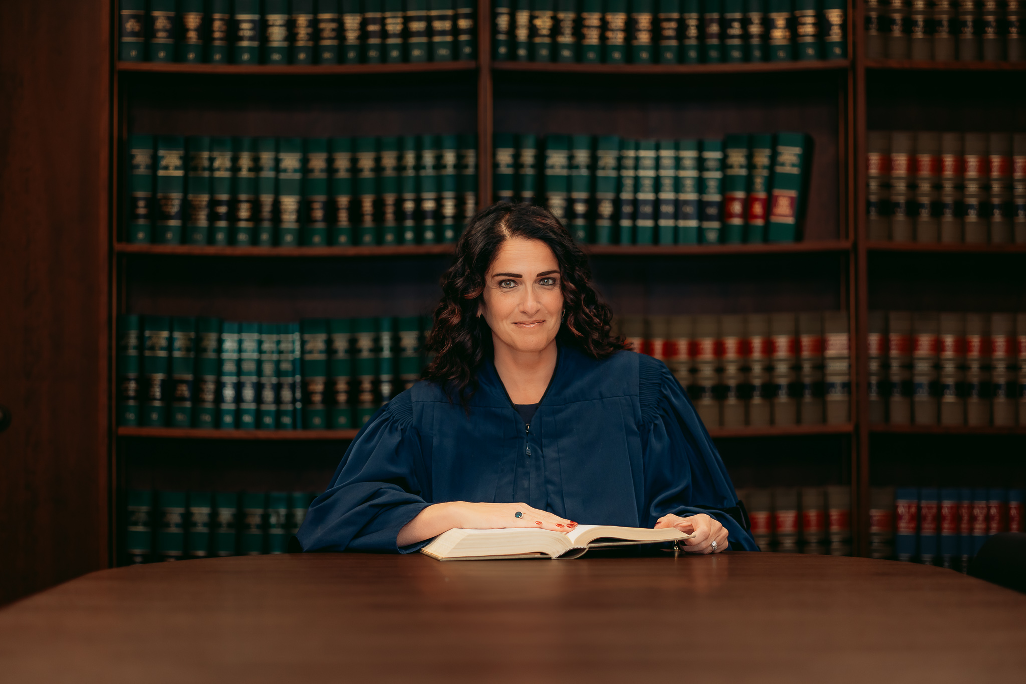 Judge Nicole Khoury in the law library